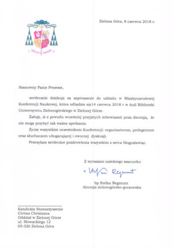 List od Bp. Stefana Regmunta